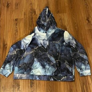 Blue Marble Pattern Hoodie